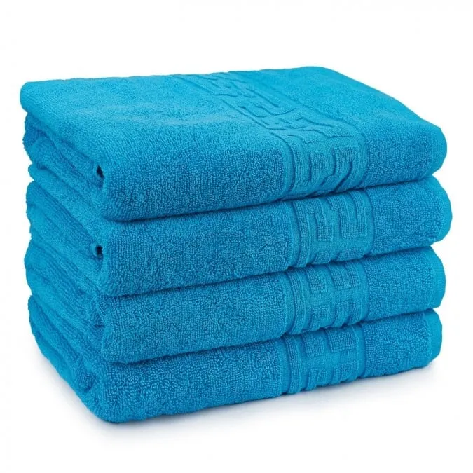 Prosoape - Set 4 Prosoape Model Grecesc,70x130 cm, Bumbac 100%, Densitate 500g/m² – Turcoaz-CT2