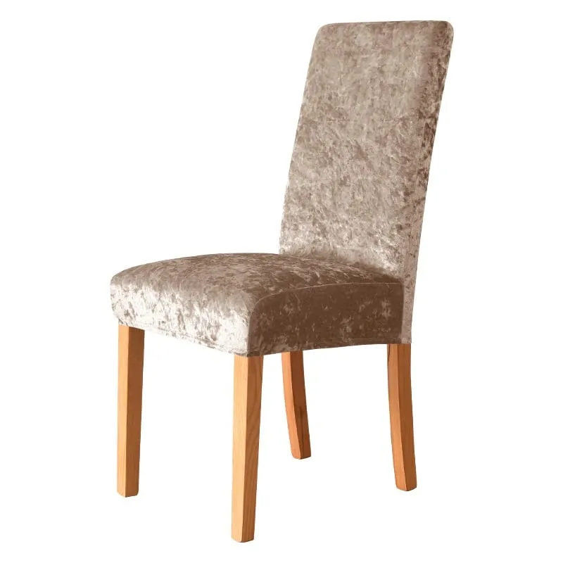 HUSE SCAUNE & CANAPELE - Set 6 huse Catifea cu elastic pentru scaun Bej-HSC3