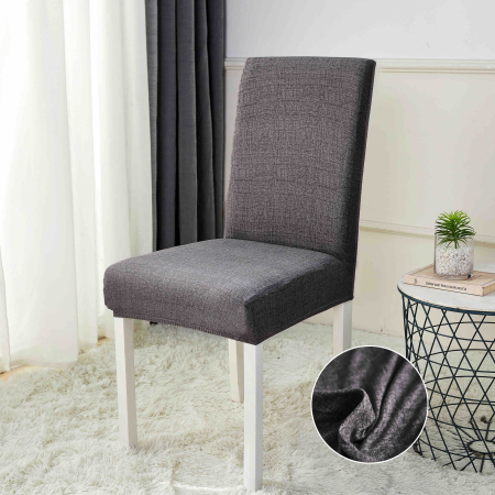 Huse scaune - Set 6 huse Lycra cu elastic pentru scaun,Gri inchis cu imprimeu-HL17