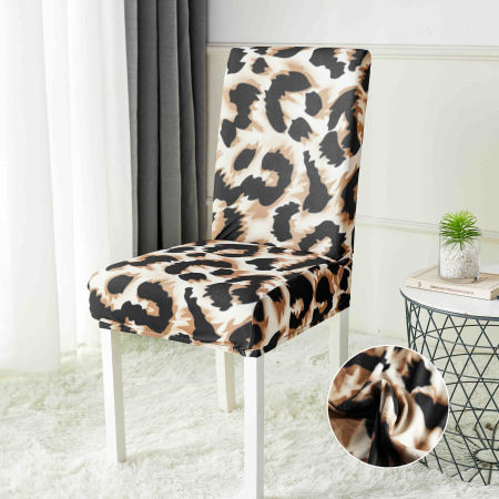 Huse scaune - Set 6 huse Lycra cu elastic pentru scaun ,Leopard-HL9