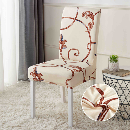 Huse scaune - Set 6 huse Lycra cu elastic pentru scaun ,Crem model regal -HL1