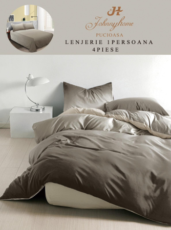 LENJERII DE PAT 1 PERSOANA & COPII - Set lenjerie de pat 4 piese, finet, nuante neutre-P109