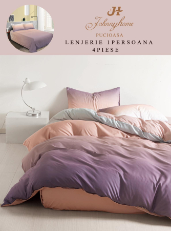 LENJERII DE PAT 1 PERSOANA & COPII - Set lenjerie de pat 4 piese, gradient mov-roz-bej-P110