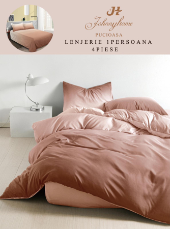LENJERII DE PAT 1 PERSOANA & COPII - Set lenjerie de pat din finet, 4 piese, nuanta cappuccino-P107