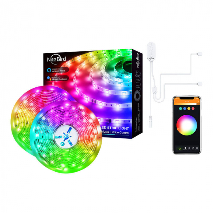 Bandă LED, inteligentă WiFi RGB LED NiteBird SL3 (2x5m), Tuya [5]