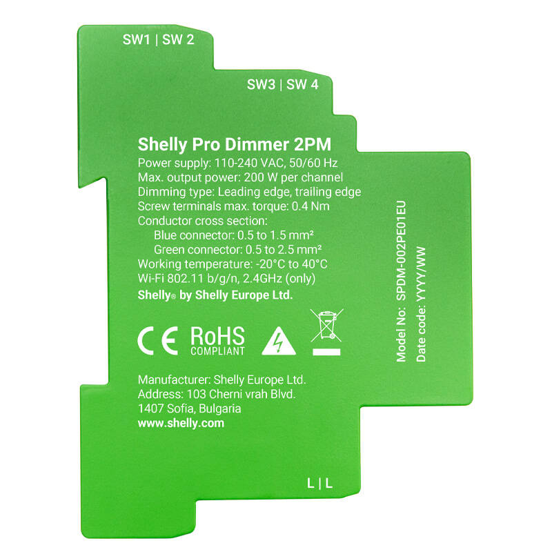 Comutator inteligent DIN Rail Shelly Pro Dimmer , 2 canale [3]