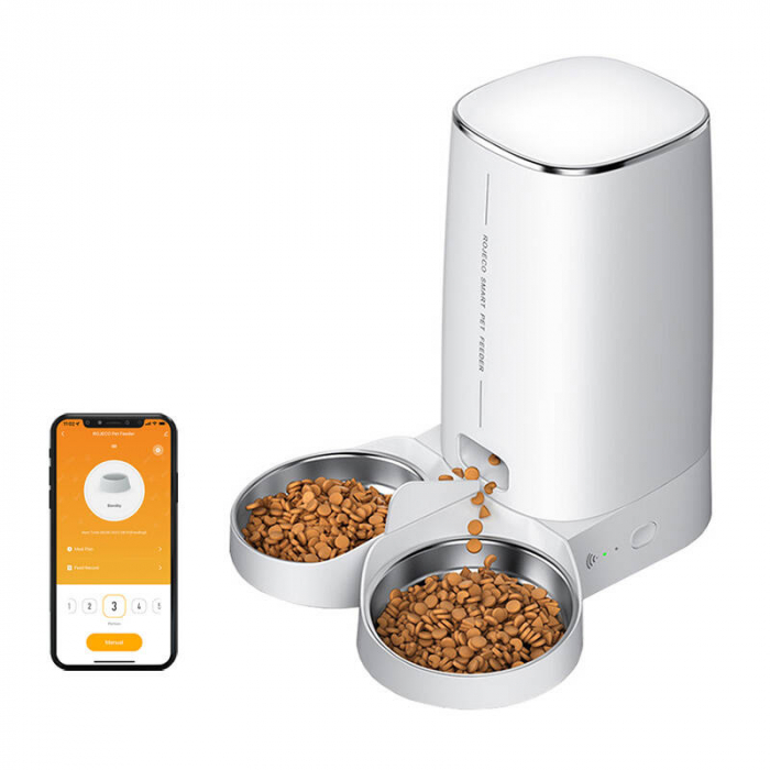 Dispenser hrană pentru animale Rojeco 4L, WiFi, cu bol dublu [5]