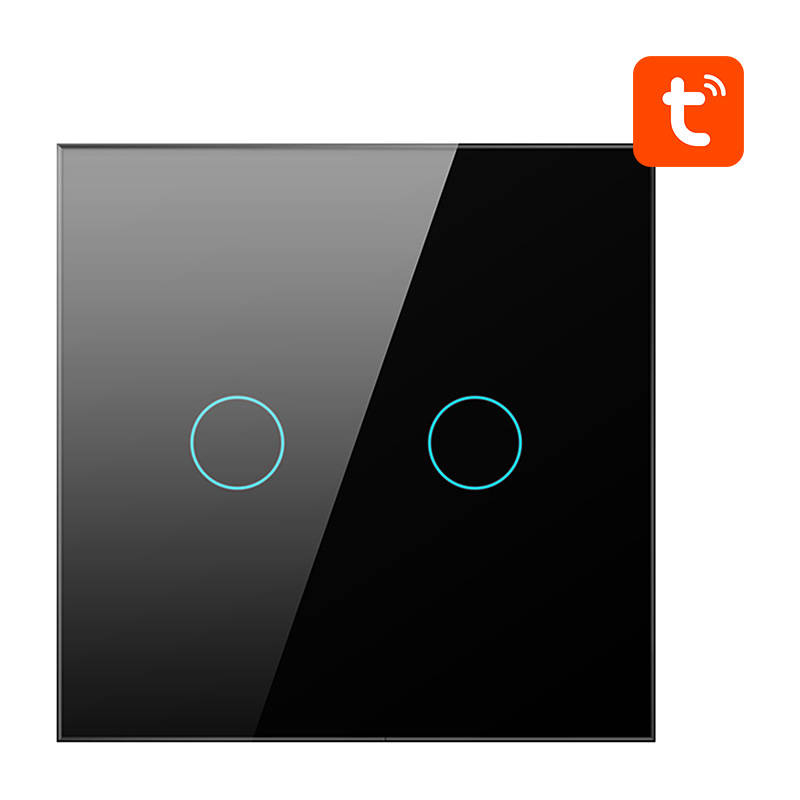 Intrerupator tactil ZigBee Avatto ZTS02-EU-B2, 2 Canale, Tuya, Negru [2]