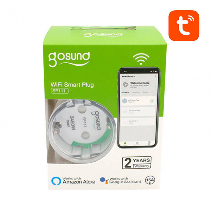 Set de doua prize inteligente, WiFi Gosund SP111, 3680W, 16A, Tuya [5]
