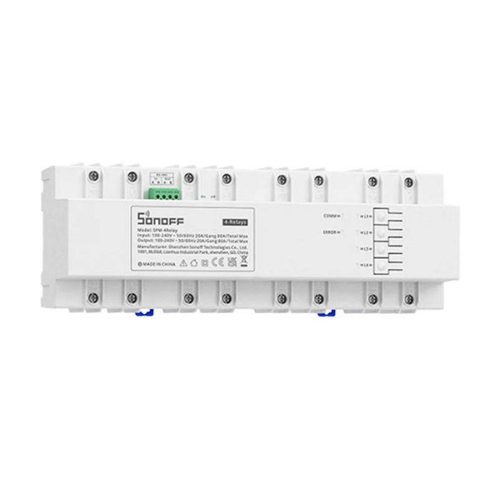 Unitate secundara Sonoff SPM-4Relay, 20A/circuit, monitorizare energie [2]