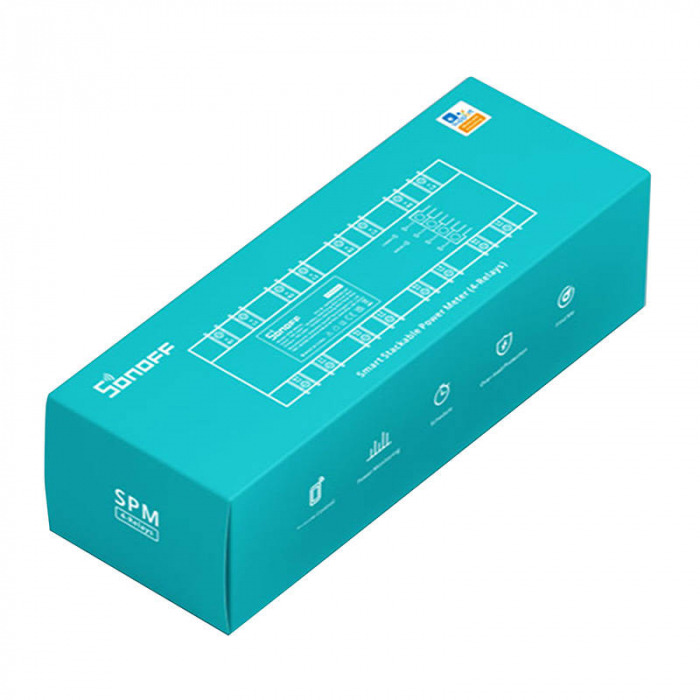 Unitate secundara Sonoff SPM-4Relay, 20A/circuit, monitorizare energie [3]