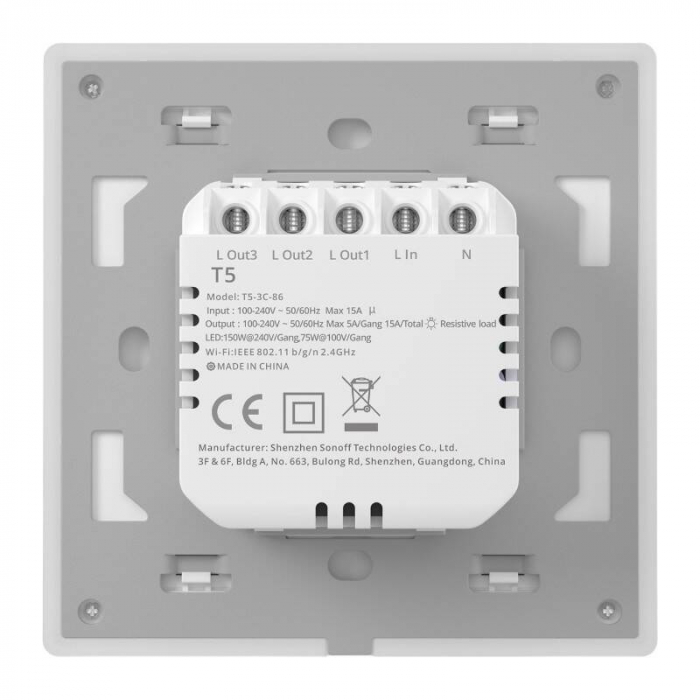 Intrerupator Smart cu Touch si WiFi, Sonoff TX T5 3C ( 3 Canale ) [6]