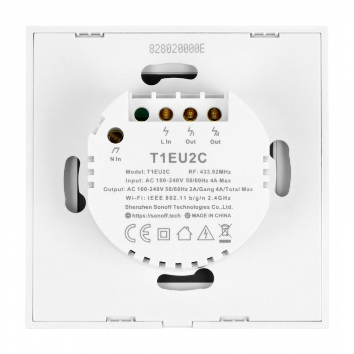 Sonoff T1EU2C-TX - Intrerupator touch, 2 butoane, WiFi si RF 433Mhz [4]
