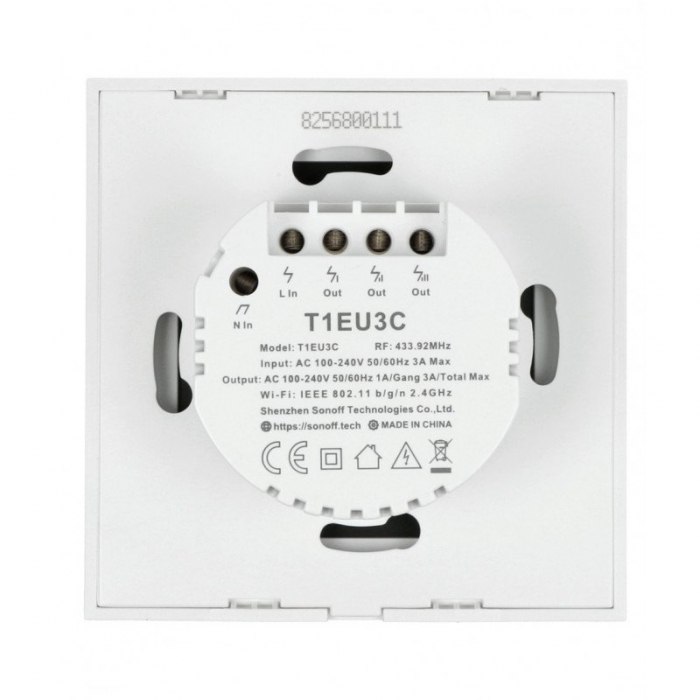 Sonoff T1EU3C-TX - Intrerupator touch, 3 butoane, WiFi si RF 433Mhz [4]