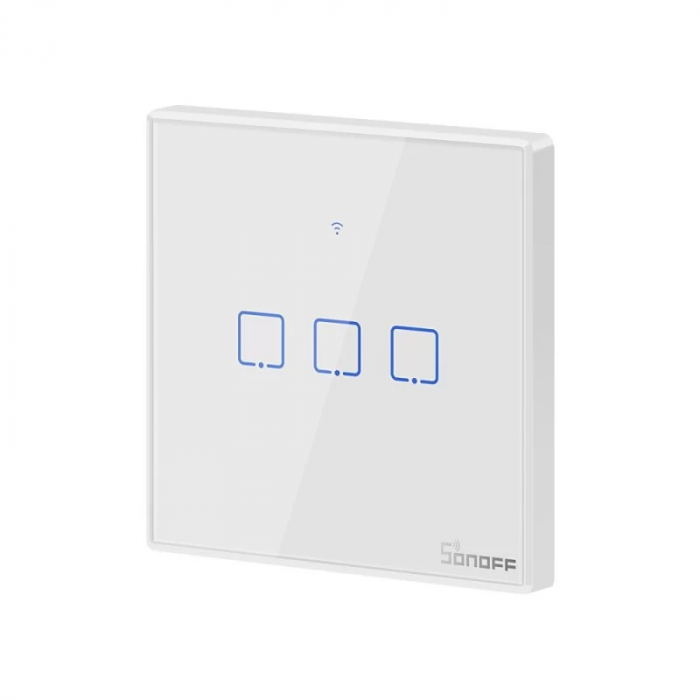 Sonoff T2EU3C-TX - Intrerupator touch alb cu rama, 3 butoane, WiFi si RF 433Mhz [2]