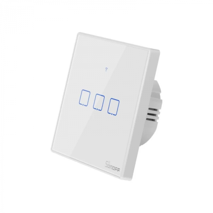 Sonoff T2EU3C-TX - Intrerupator touch alb cu rama, 3 butoane, WiFi si RF 433Mhz [3]