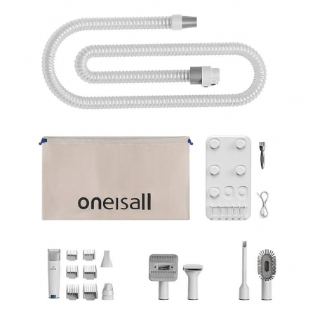 Aparat multifunctional pentru ingrijirea parului animalelor de companie Oneisall LM2, Capacitate 1.5L, functii de perie, aparat de tuns, aspirator, Alb [2]