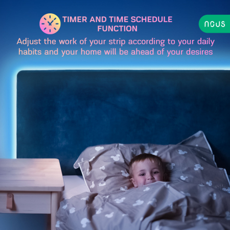 Banda LED RGB Smart Nous F1, Wi-Fi, comanda vocala, senzor sincronizare muzica, A++, 5m [4]