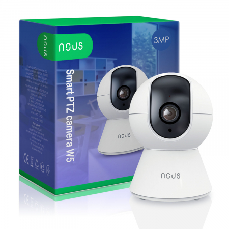 Camera de supraveghere IP WIFI NOUS W5 Smart, Interior, 2K Ultra HD, 3MP, Detectare micare, Night vison, Rotire [0]