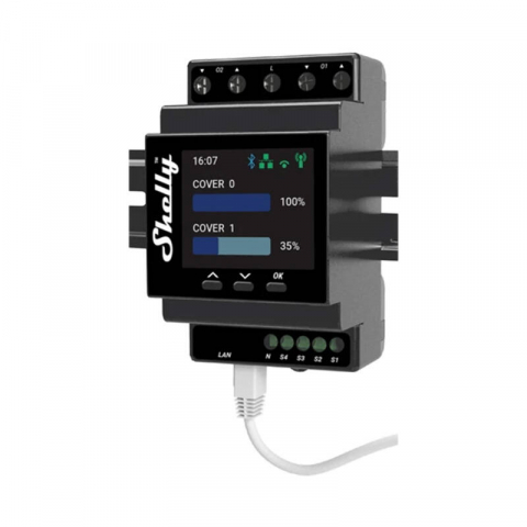 Relee Wireless - Controler inteligent DIN Rail Shelly Pro Dual Cover PM cu contorizare a puterii
