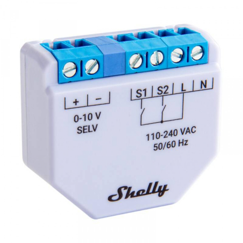 Relee Wireless - Dimmer pentru iluminat Shelly Plus WiFi 0-10V, compatibil cu Amazon Alexa și Google Assistant