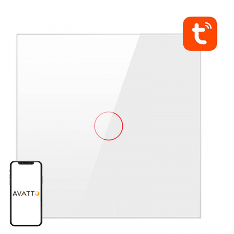 Intrerupatoare Smart Touch Wireless - Intrerupator inteligent WiFi Avatto TS02-EU-W1 1 Canal, Tuya (alb)