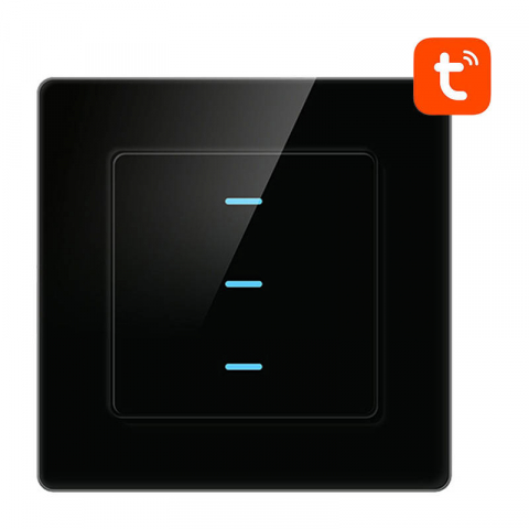 Intrerupatoare Smart Touch Wireless - Întrerupător smart WiFi Avatto N-TS10-B3, 3 Canale, compatibil TUYA (negru)