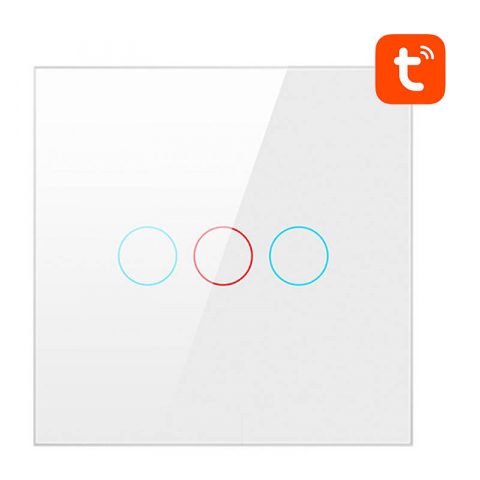 Întrerupător smart ZigBee Avatto LZTS02-EU-W3, 3 Canale, Fără Nul, compatibil TUYA (alb) [1]