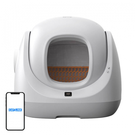Litiere Smart - Litiera smart cu auto-curatare CatLink BayMax Lite pentru pisici de maxim 10kg, 65L, Senzor siguranta, WiFi, Alb