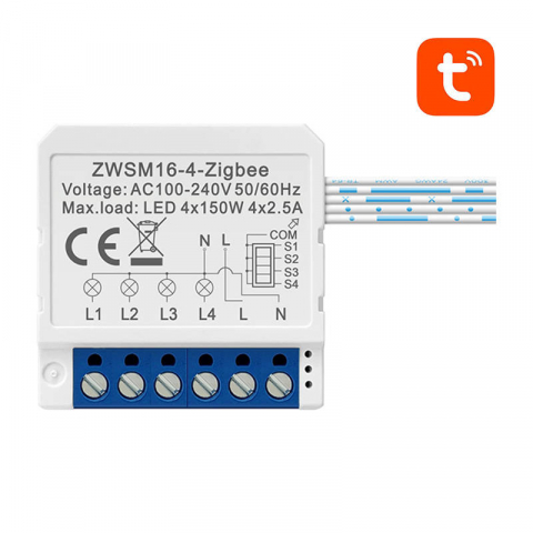 Relee Wireless - Modul comutator inteligent ZigBee Avatto ZWSM16-W4 TUYA