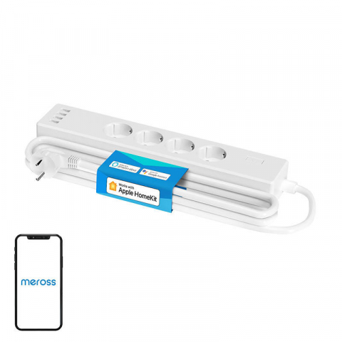 Prize WiFi - Prelungitor smart Meross MSS425FHK(EU), 4xAC, 4xUSB-A, 1,8m (HomeKit)
