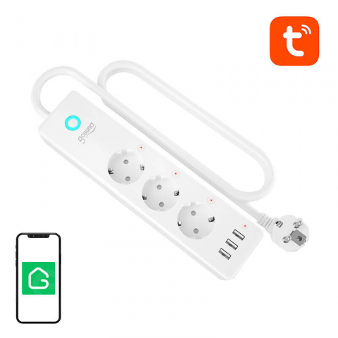 Prize WiFi - Prelungitor smart WiFi Gosund P1 PLUS (4x prize AC schuko, 3x USB-A) compatibil Tuya