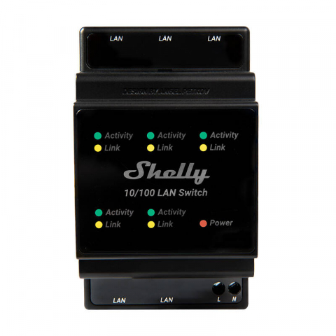 Shelly LAN Switch, cu 5 porturi, 10/100mbps, compatibil SINA DIN [1]