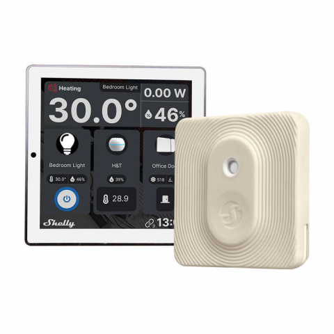 Telecomenzi si huburi - Set panou de control Shelly Wall Display (alb) + Shelly Blu H&T