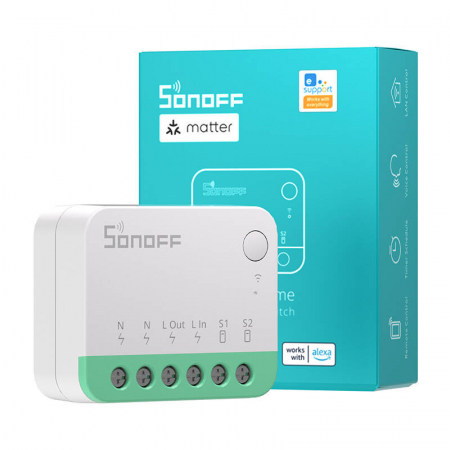 Relee Wireless - Sonoff MINIR4M - Releu inteligent Sonoff MINIR4M, WiFi, compatibil cu Matter si SmartThings