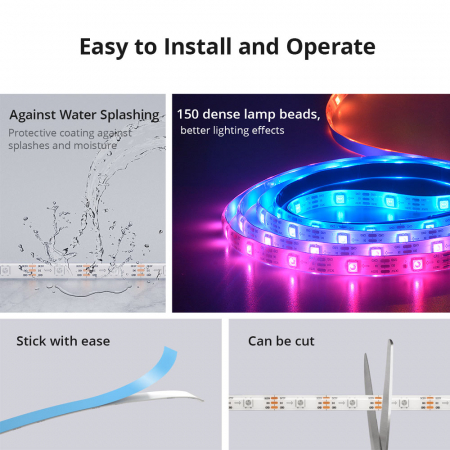 Sonoff L3 PRO RGBIC - Banda led WiFi, sincronizare muzica, alimentare USB, 5M [5]