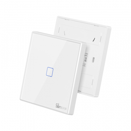 Sonoff T2EU1C-RF - Intrerupator touch alb, 1 buton, RF 433Mhz [1]