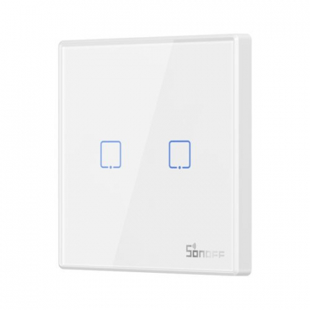 Sonoff T2EU2C-RF - Intrerupator touch alb, 2 butoane, RF 433Mhz [1]