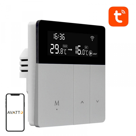 Termostate Smart - Termostat Smart pentru incalzire in pardoseala cu apa Avatto WT50 3A Wi-Fi Tuya