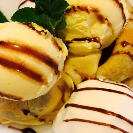 Pancakes With Chocolate And Ice Cream