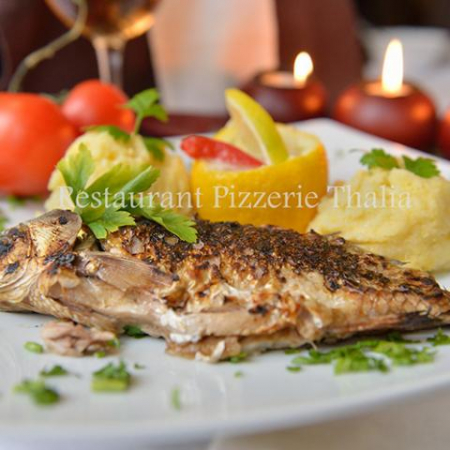 Fish dishes - Carp with mush and garlic sauce