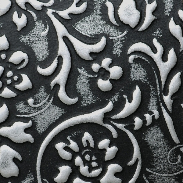 Panou decorativ 13412 FLORAL din piele barocă 3D culoare negru cu argint [3]