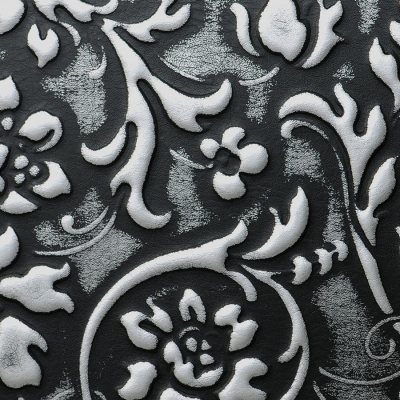 Panou decorativ 13412 FLORAL din piele barocă 3D culoare negru cu argint [2]