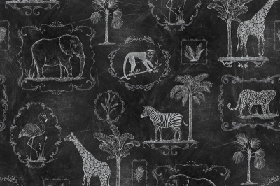RebelWalls - Tapet R15273- Animal Party Blackboard