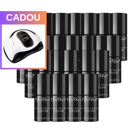 Colectia CANDY - 30 Oje Semipermanente NEONAIL (la alegere), 2 Base Coat, 2 Top "Shine Bright"+ CADOU Lampa UV LED Profesionala Blueque V8, 168W