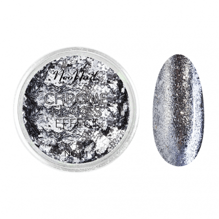 NAIL ART/ EFECTE - Pigment Fulgi - CHROME FLAKES - NEONAIL - Argintiu 01