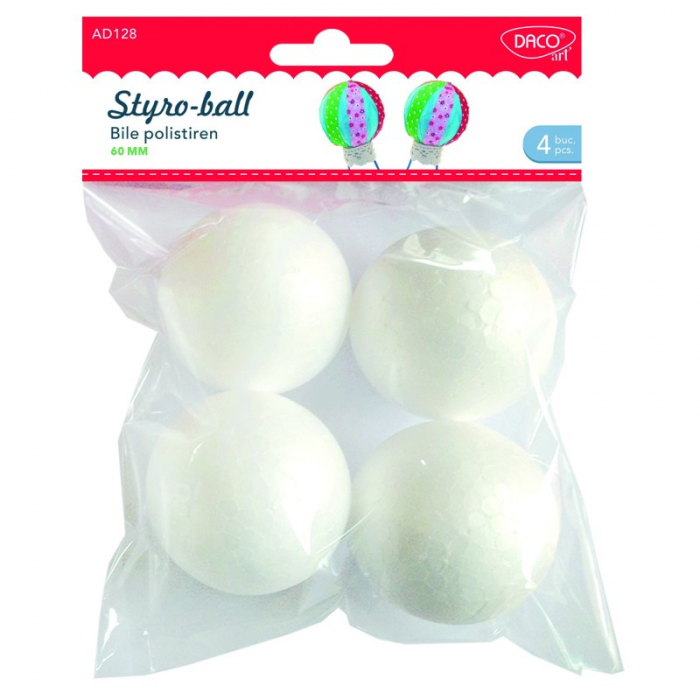 Accesorii craft - AD128 Bile polistiren 6 cm Set 4 DACO [1]