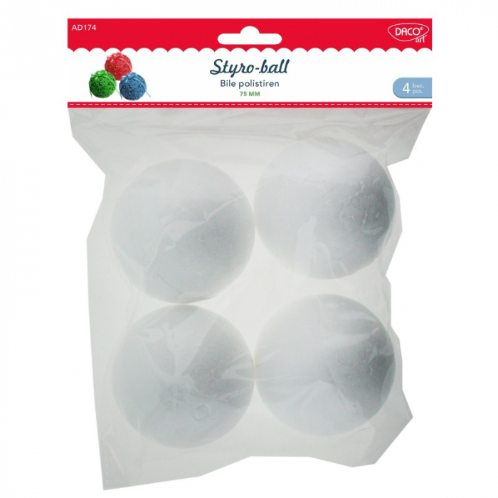 Accesorii craft - AD174 Bile polistiren Set 4, 7.5 cm DACO [1]