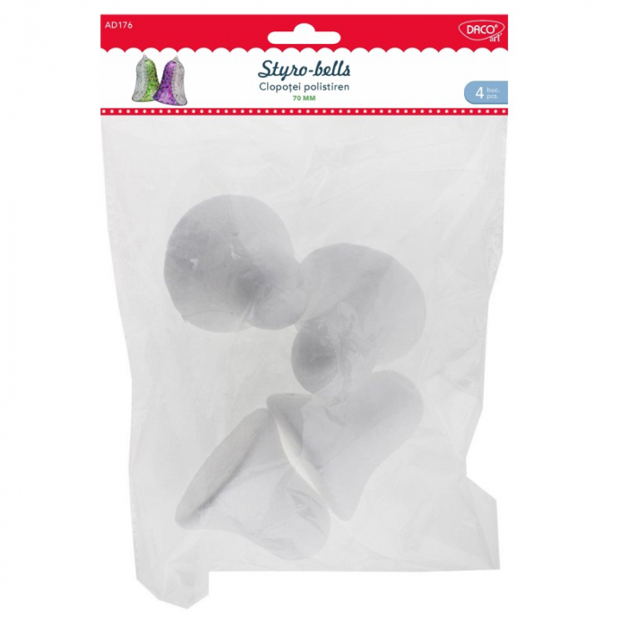 Accesorii craft - AD176 Clopoței polistiren Set 4, 7 cm DACO [1]