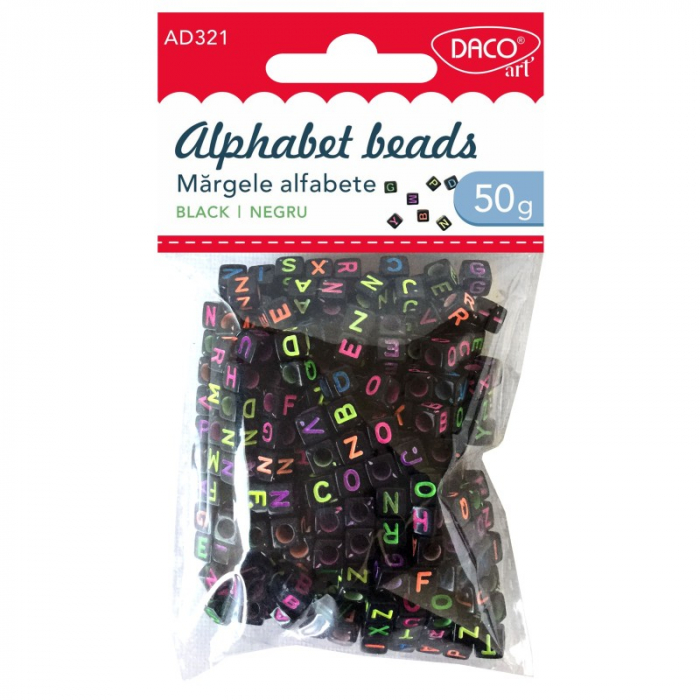 Accesorii craft - AD321 Mărgele alfabet negre DACO [1]